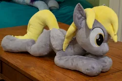 Size: 1280x854 | Tagged: safe, artist:azgchip, derpibooru import, derpy hooves, pegasus, pony, g4, female, image, irl, jpeg, lying down, mare, missing cutie mark, photo, plushie, solo