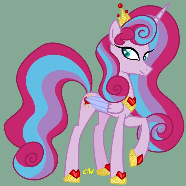 Size: 1000x1000 | Tagged: safe, artist:chelseawest, derpibooru import, oc, oc:mi amore ruby heart, alicorn, pony, alicorn oc, horn, image, jpeg, offspring, offspring's offspring, parent:oc:glimmering shield, parent:oc:mi amore rose heart, parents:oc x oc, petalverse, solo, updated design, wings