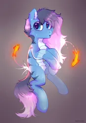 Size: 2867x4096 | Tagged: safe, artist:raily, derpibooru import, oc, oc:liu, unofficial characters only, ambiguous species, fish, pony, eye clipping through hair, high res, image, jpeg, solo, tail, transparent, two toned mane, two toned tail