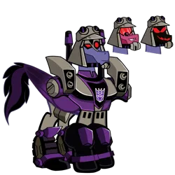 Size: 1200x1200 | Tagged: safe, artist:galeemlightseraphim, derpibooru import, ponified, pony, robot, robot pony, blitzwing, decepticon, image, png, simple background, smiling, solo, transformers, transformers animated, transparent background