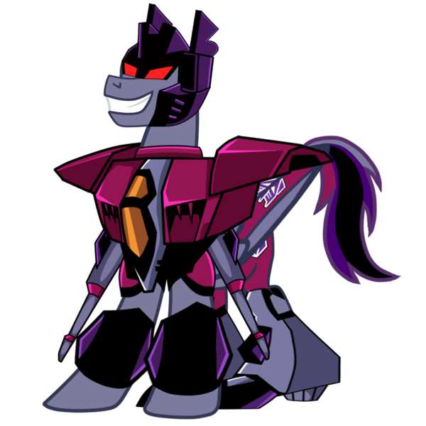 Size: 1200x1200 | Tagged: safe, artist:galeemlightseraphim, derpibooru import, ponified, pony, robot, robot pony, decepticon, image, png, simple background, smiling, solo, starscream, transformers, transformers animated, transparent background