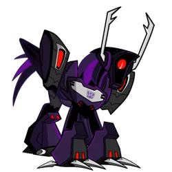 Size: 1200x1200 | Tagged: safe, artist:galeemlightseraphim, derpibooru import, ponified, pony, robot, robot pony, decepticon, image, png, shockwave, simple background, smiling, solo, transformers, transformers animated, transparent background