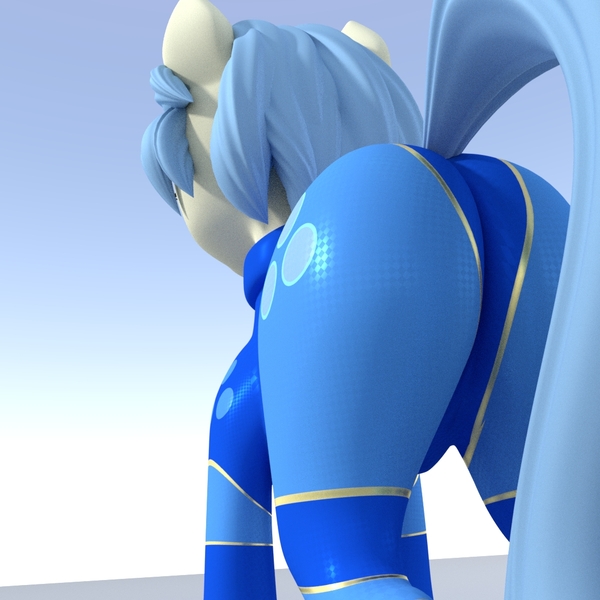 Size: 1080x1080 | Tagged: safe, artist:styroponyworks, derpibooru import, oc, oc:ultramare, pony, 3d, butt, clothes, female, image, jpeg, leotard, mare, plot, solo, superhero, ultrabutt