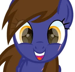 Size: 828x802 | Tagged: safe, artist:ponkus, derpibooru import, oc, oc:dauntless, unofficial characters only, pegasus, pony, fallout equestria, brown mane, bust, cute, female, happy, image, looking at you, mare, open mouth, open smile, pegasus oc, png, scar, show accurate, simple background, smiling, smiling at you, solo, transparent background, wings