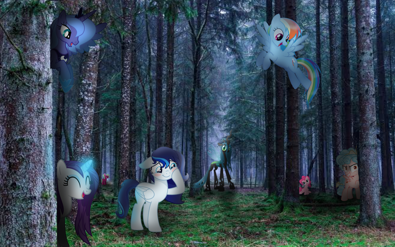 Size: 4000x2500 | Tagged: safe, artist:nitlynjane, derpibooru import, edit, cozy glow, pinkie pie, princess luna, queen chrysalis, rainbow dash, rarity, oc, oc:shetlandine, changeling, changeling queen, earth pony, pegasus, pony, unicorn, g4, blushing, cozy glow's true goal, crown, cute, diapinkes, eyes closed, eyeshadow, female, flying, folded wings, forest, freckles, glow, glowing horn, grass, group, horn, image, insect wings, irl, jewelry, looking at something, looking at you, looking down, looking up, magic, magic aura, makeup, mare, open mouth, open smile, pegasus oc, photo, png, pure concentrated unfiltered evil of the utmost potency, pure unfiltered evil, raribetes, regalia, s1 luna, sitting, smiling, spread wings, tree, wall of tags, wings