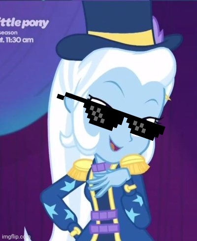 Size: 400x488 | Tagged: safe, derpibooru import, edit, edited screencap, screencap, trixie, equestria girls, g4, deal with it, equestria girls specials, image, jpeg, meme, my little pony equestria girls: better together, my little pony equestria girls: spring breakdown, sunglasses, swag glasses