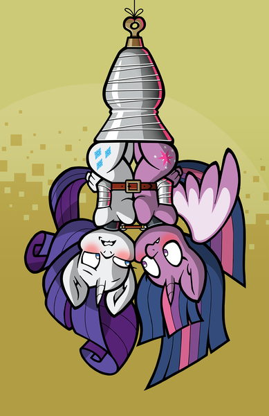 Size: 1429x2203 | Tagged: questionable, alternate version, artist:toonbat, derpibooru import, part of a set, rarity, twilight sparkle, twilight sparkle (alicorn), alicorn, anthro, unicorn, g4, alternate character, arm behind back, belt, blushing, bondage, bound together, breast squish, breasts, breasts touching, busty rarity, busty twilight sparkle, cheek to cheek, collar, do not want, duo, female, hanging, hanging upside down, image, lesbian, linked collars, mummification, nonconsensual, png, shipping, suspended, suspension bondage, symmetrical docking, tape, tape bondage, toonbat's wrapped pony collection, upside down