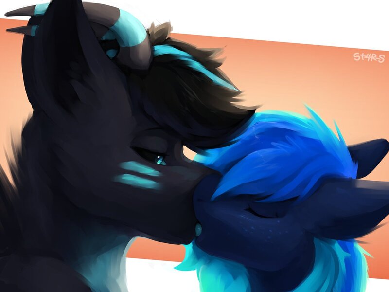 Size: 1200x900 | Tagged: safe, artist:st4rs6, derpibooru import, oc, oc:moony blues, unofficial characters only, bat pony, pony, duo, eyes closed, female, image, jpeg, kissing, mare, oc x oc, shipping, simple background