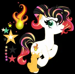 Size: 1019x1010 | Tagged: safe, artist:teonnakatztkgs, derpibooru import, oc, unofficial characters only, earth pony, pony, base used, black background, earth pony oc, eyelashes, female, image, jpeg, mare, reference sheet, simple background, smiling, stars