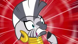 Size: 1280x720 | Tagged: safe, derpibooru import, screencap, zecora, pony, zebra, g4, it isn't the mane thing about you, season 7, gritted teeth, holy shit, image, omg, png, reaction image, shocked, shocked expression, solo, wtf