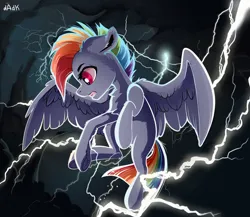 Size: 1500x1300 | Tagged: safe, artist:rainbowfire, derpibooru import, rainbow dash, pegasus, pony, g4, alternate hairstyle, chest fluff, clothes, cloud, ear fluff, female, fight, fluffy, flying, grin, image, lightning, mare, png, sky, smiling, solo, storm, thunderstorm, uniform, war, wings