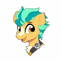 Size: 1500x1500 | Tagged: safe, artist:yaco, derpibooru import, hitch trailblazer, earth pony, pony, g5, my little pony: a new generation, belt, blaze (coat marking), bust, chest fluff, coat markings, cute, facial markings, hitchbetes, image, jpeg, male, markings, open mouth, pale belly, portrait, simple background, solo, stallion, two toned mane, white background