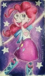 Size: 1280x2171 | Tagged: safe, artist:retroneb, derpibooru import, pinkie pie, equestria girls, g4, boots, clothes, image, jpeg, shoes, smiling, solo, traditional art