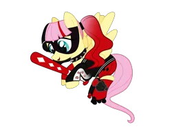 Size: 3636x2685 | Tagged: safe, artist:idkhesoff, derpibooru import, fluttershy, pegasus, pony, g4, alternate hairstyle, baseball bat, boots, choker, clothes, cosplay, costume, crossover, dc comics, derpibooru exclusive, female, flying, harley quinn, high res, image, jacket, knee pads, lipstick, makeup, mare, mask, png, roller skates, shoes, shorts, simple background, socks, solo, spiked choker, the lego batman movie, transparent background