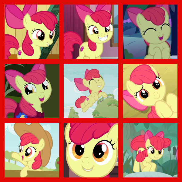 Size: 800x800 | Tagged: safe, derpibooru import, edit, edited screencap, editor:twilyisbestpone, screencap, apple bloom, earth pony, pony, g4, going to seed, growing up is hard to do, on your marks, one bad apple, season 1, season 2, season 3, season 6, season 9, stare master, the fault in our cutie marks, the last roundup, spoiler:s09, adorabloom, collage, compilation, cute, female, filly, foal, image, older, older apple bloom, png