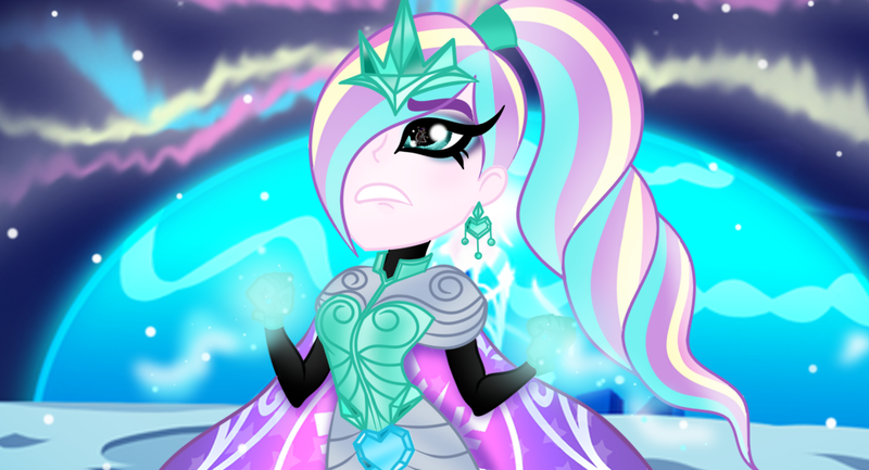 Size: 1024x554 | Tagged: safe, artist:owocrystalcatowo, derpibooru import, oc, oc:crystal heart, equestria girls, g4, image, magic, offspring, parent:princess cadance, parent:shining armor, parents:shiningcadance, png, solo