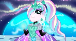 Size: 1024x554 | Tagged: safe, artist:owocrystalcatowo, derpibooru import, oc, oc:crystal heart, equestria girls, g4, image, magic, offspring, parent:princess cadance, parent:shining armor, parents:shiningcadance, png, solo