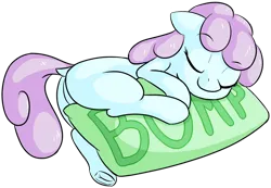 Size: 1086x752 | Tagged: safe, anonymous artist, derpibooru import, earth pony, pony, bump, butt, dock, female, filly, foal, frog (hoof), image, pillow, plot, png, simple background, sleeping, solo, style emulation, tail, transparent background, underhoof