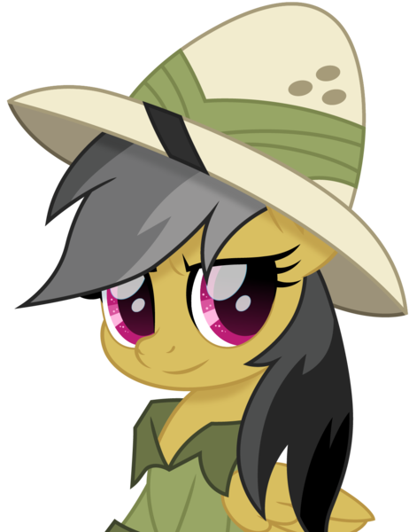 Size: 1156x1500 | Tagged: safe, artist:cloudy glow, derpibooru import, daring do, pegasus, pony, g4, bust, clothes, cute, daring dorable, female, hat, image, looking at you, mare, movie accurate, pith helmet, png, shiny eyes, shirt, simple background, smiling, solo, transparent background, vector