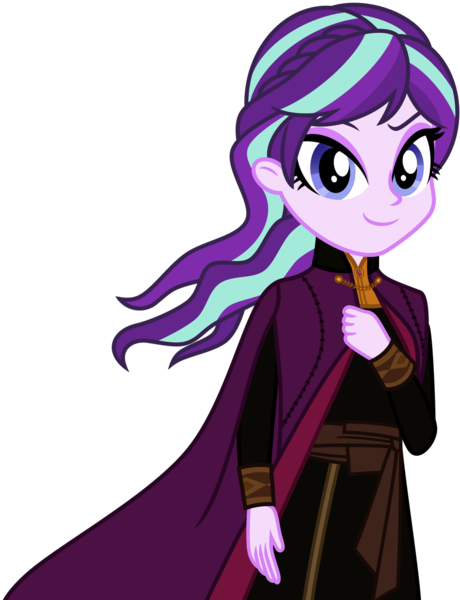 Size: 1024x1335 | Tagged: safe, artist:emeraldblast63, derpibooru import, starlight glimmer, equestria girls, g4, anna, clothes, clothes swap, cosplay, costume, crossover, disney, disney princess, female, frozen (movie), image, png, simple background, smiling, solo, transparent background