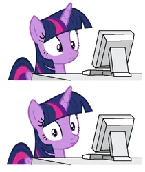 Size: 692x820 | Tagged: safe, derpibooru import, edit, screencap, twilight sparkle, twilight sparkle (alicorn), alicorn, pony, between dark and dawn, g4, computer, computer reaction faces, computer screen, confused, female, image, jpeg, mare, meme, monitor, reaction image, screen, solo, wide eyes