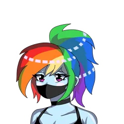 Size: 2000x2000 | Tagged: safe, artist:artevi, derpibooru import, rainbow dash, equestria girls, g4, bust, high res, image, mask, png, ponytail, simple background, solo, transparent background