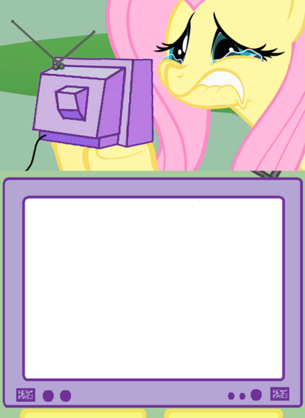 Size: 1126x1542 | Tagged: safe, derpibooru import, fluttershy, pegasus, pony, g4, crying, exploitable meme, female, image, mare, meme, meme template, obligatory pony, png, simple background, solo, teary eyes, television, transparent background, tv meme