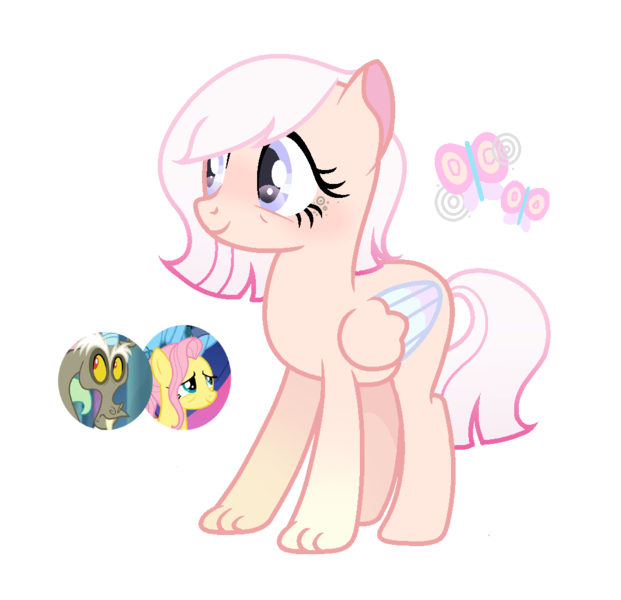 Size: 1070x1034 | Tagged: safe, artist:moonnightshadow-mlp, derpibooru import, discord, fluttershy, oc, oc:flowering bloom, hybrid, g4, base used, female, image, interspecies offspring, offspring, parent:discord, parent:fluttershy, parents:discoshy, png, simple background, transparent background