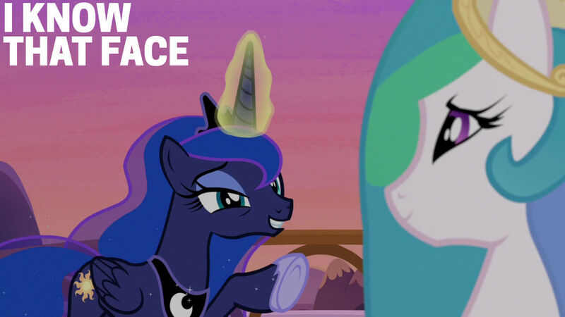 Size: 1280x720 | Tagged: safe, derpibooru import, edit, edited screencap, editor:quoterific, screencap, princess celestia, princess luna, alicorn, pony, a royal problem, g4, season 7, crown, duo, female, hoof shoes, image, jewelry, jpeg, magic, mare, regalia, smiling, telekinesis