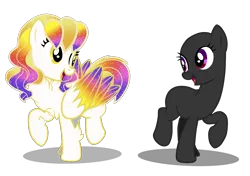 Size: 1700x1200 | Tagged: safe, artist:galeemlightseraphim, derpibooru import, oc, oc:galeem light, unofficial characters only, earth pony, pegasus, pony, base used, chest fluff, duo, earth pony oc, ethereal mane, image, looking at each other, looking at someone, looking back, pegasus oc, png, simple background, starry mane, transparent background, wings