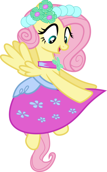 Size: 3000x4810 | Tagged: safe, artist:cloudy glow, derpibooru import, fluttershy, pegasus, pony, a canterlot wedding, g4, clothes, dress, female, flying, image, mare, open mouth, png, simple background, solo, transparent background, vector, wedding dress