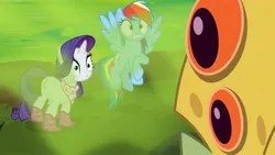 Size: 1920x1080 | Tagged: safe, derpibooru import, screencap, rainbow dash, rarity, bufogren, pegasus, pony, unicorn, g4, the end in friend, boots, breath, clothes, female, glitter boots, image, jpeg, male, mare, shoes, smelly