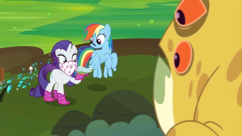 Size: 1920x1080 | Tagged: safe, derpibooru import, screencap, rainbow dash, rarity, bufogren, pegasus, pony, unicorn, g4, the end in friend, boots, clothes, female, glitter boots, image, jpeg, male, mare, shoes