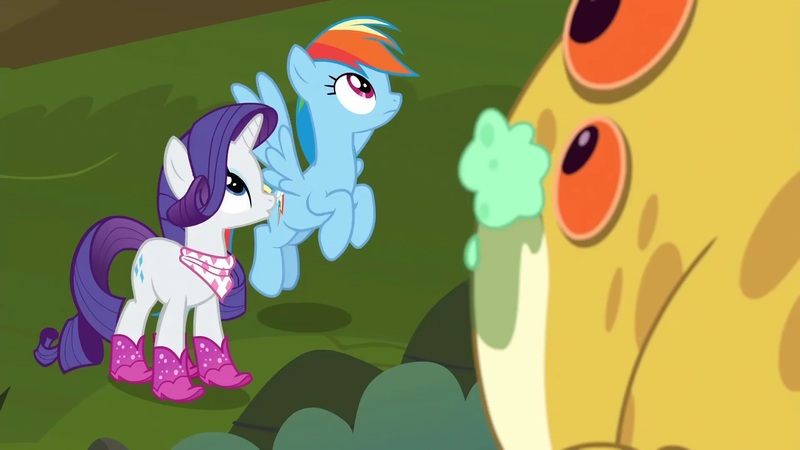 Size: 1920x1080 | Tagged: safe, derpibooru import, screencap, rainbow dash, rarity, bufogren, pegasus, pony, unicorn, g4, season 8, the end in friend, spoiler:s08, boots, clothes, glitter boots, image, jpeg, shoes