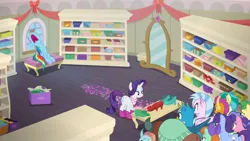 Size: 1920x1080 | Tagged: safe, derpibooru import, screencap, berry blend, berry bliss, gallus, huckleberry, november rain, ocellus, peppermint goldylinks, rainbow dash, rarity, sandbar, silverstream, smolder, yona, classical hippogriff, dragon, earth pony, gryphon, hippogriff, pegasus, pony, unicorn, yak, g4, the end in friend, boots, clothes, dragoness, female, friendship student, glitter boots, image, jpeg, male, shoes, stallion, student six, uvula