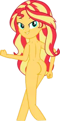 Size: 1280x2584 | Tagged: suggestive, artist:marcorulezzz, derpibooru import, sunset shimmer, equestria girls, g4, ass, back, bunset shimmer, butt, female, image, nudist sunset shimmer, nudity, png, simple background, solo, solo female, stupid sexy sunset shimmer, transparent background, vector