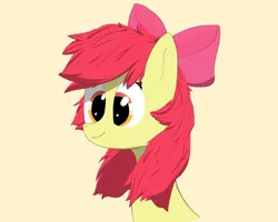 Size: 1314x1052 | Tagged: source needed, useless source url, safe, artist:_rynn, derpibooru import, apple bloom, earth pony, pony, g4, apple bloom's bow, bow, bust, eyelashes, eyes open, female, filly, foal, hair bow, image, png, portrait, shadows, simple background, smiling, solo