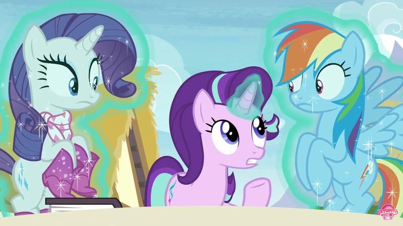 Size: 1920x1080 | Tagged: safe, derpibooru import, screencap, rainbow dash, rarity, starlight glimmer, pegasus, pony, unicorn, g4, season 8, the end in friend, spoiler:s08, boots, clothes, female, glitter boots, image, jpeg, mare, shoes