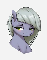 Size: 1408x1797 | Tagged: safe, artist:aquaticvibes, derpibooru import, limestone pie, earth pony, pony, g4, blushing, bust, cute, female, image, lidded eyes, limabetes, mare, png, portrait, simple background, solo, white background