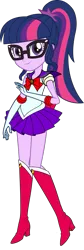 Size: 517x1547 | Tagged: safe, artist:mlgskittles, derpibooru import, sci-twi, twilight sparkle, equestria girls, g4, boots, bow, bowtie, clothes, clothes swap, cosplay, costume, female, gloves, high heel boots, image, long gloves, miniskirt, png, sailor moon (series), sailor moon boots, sailor senshi, sailor twilight, shirt, shoes, simple background, skirt, solo, transparent background, vector