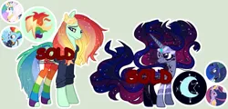 Size: 1024x493 | Tagged: safe, artist:dinkydoolove, derpibooru import, princess celestia, princess luna, princess twilight 2.0, rainbow dash, twilight sparkle, twilight sparkle (alicorn), oc, alicorn, pony, g4, the last problem, alicorn oc, base used, clothes, ethereal mane, horn, image, jpeg, magical lesbian spawn, offspring, older, older rainbow dash, older twilight, older twilight sparkle (alicorn), parent:princess celestia, parent:princess luna, parent:rainbow dash, parent:twilight sparkle, parents:dashlestia, parents:twiluna, rainbow socks, screencap reference, socks, starry mane, striped socks, wings