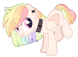 Size: 2868x2091 | Tagged: safe, artist:toffeelavender, derpibooru import, oc, unofficial characters only, pegasus, pony, base used, collar, colored wings, eye clipping through hair, female, high res, image, mare, multicolored hair, png, rainbow hair, simple background, solo, transparent background, two toned wings, wings