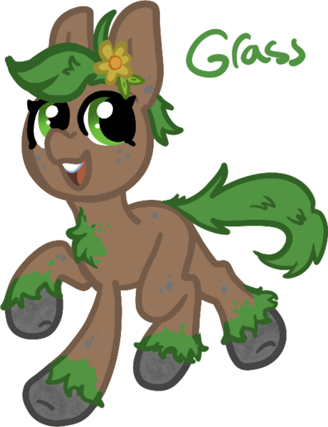 Size: 529x688 | Tagged: safe, artist:nootaz, derpibooru import, oc, unofficial characters only, earth pony, pony, digital art, earth pony oc, eyes open, flower, flower in hair, grass, happy, image, png, simple background, smiling, solo, teeth, transparent background