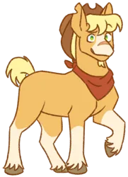 Size: 454x627 | Tagged: safe, artist:googaoo, derpibooru import, applejack, earth pony, pony, g4, alternate design, coat markings, female, image, looking at you, mare, missing cutie mark, png, scar, simple background, socks (coat marking), solo, transparent background, unshorn fetlocks