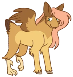 Size: 550x582 | Tagged: safe, artist:googaoo, derpibooru import, fluttershy, hippogriff, g4, alternate design, female, hippogriffied, hock fluff, image, missing cutie mark, png, simple background, solo, species swap, spread wings, transparent background, unshorn fetlocks, wings