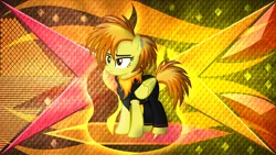 Size: 3840x2160 | Tagged: safe, artist:anime-equestria, artist:laszlvfx, derpibooru import, edit, spitfire, pegasus, pony, g4, alternate hairstyle, alternate tailstyle, black dress, classy, clothes, dress, ear piercing, female, high res, image, lidded eyes, mare, piercing, png, scarf, sexy, show accurate, solo, tail, wallpaper, wallpaper edit, wings