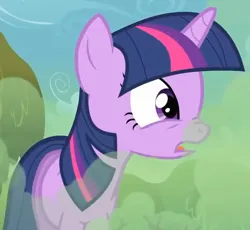 Size: 688x632 | Tagged: safe, derpibooru import, screencap, twilight sparkle, pony, unicorn, feeling pinkie keen, g4, season 1, cropped, female, fog, froggy bottom bog, horn, image, jpeg, mare, solo, unicorn twilight, youtube link