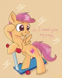 Size: 2236x2794 | Tagged: safe, artist:twiliset, derpibooru import, scootaloo, pegasus, pony, g4, bipedal, bipedal leaning, confident, cute, cutealoo, female, filly, foal, high res, image, leaning, lightning, looking at you, png, scooter, simple background, smiling, smiling at you, solo, spread wings, standing, talking, wings