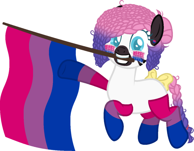 Size: 1157x897 | Tagged: safe, artist:yeetmedownthestairs, derpibooru import, oc, oc:zuri sambo, unofficial characters only, zebra, bisexual pride flag, bow, braided tail, clothes, commission, cute, ear piercing, earring, face paint, grin, image, jewelry, mouth hold, piercing, png, pride, pride flag, pride month, pride socks, raised hoof, raised leg, simple background, smiling, socks, solo, striped socks, tail, tail bow, transparent background, ych result, zebra oc