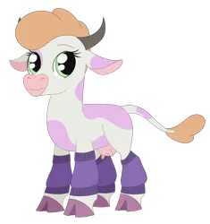 Size: 1747x1861 | Tagged: safe, artist:dyonys, derpibooru import, oc, oc:lilac, cow, clothes, cloven hooves, female, horns, image, leg warmers, png, simple background, transparent background, udder